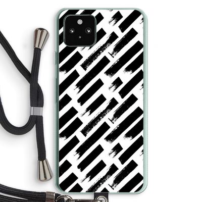 Zwarte vegen: Pixel 5a 5G Transparant Hoesje met koord