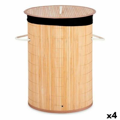 Wasmand Natuurlijk Zwart Metaal Bamboe 48 L Hout MDF (4 Stuks)