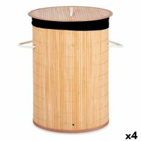 Wasmand Natuurlijk Zwart Metaal Bamboe 48 L Hout MDF (4 Stuks)
