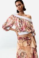 Strapless blouse met print - RED - M