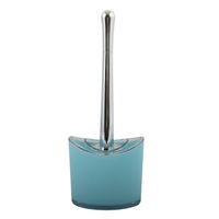 MSV Toiletborstel in houder/wc-borstel Aveiro - PS kunststof/rvs - lichtblauw/zilver - 37 x 14 cm   - - thumbnail