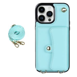 iPhone 14 Pro hoesje - Backcover - Koord - Pasjeshouder - Portemonnee - Kunstleer - Lichtblauw