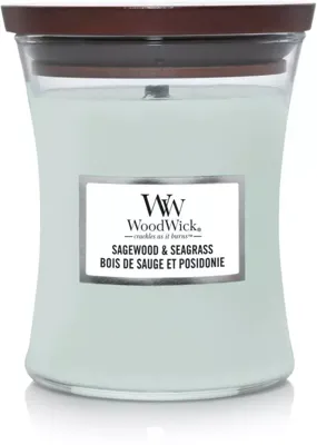 WoodWick medium candle sagewood & seagrass