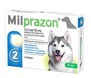 Krka milprazon ontwormingstabletten hond (>5 KG 12,5 MG/125 MG 2 TBL)