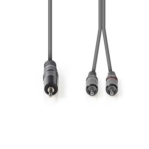 Stereo audiokabel | 3,5 mm male - 2x RCA male | 3,0 m | Grijs