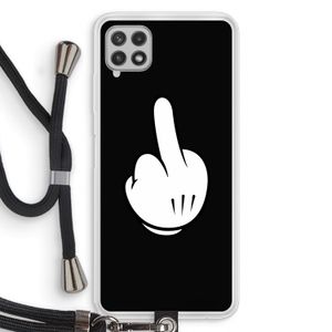 Middle finger black: Samsung Galaxy A22 4G Transparant Hoesje met koord