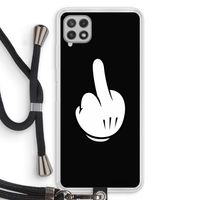 Middle finger black: Samsung Galaxy A22 4G Transparant Hoesje met koord