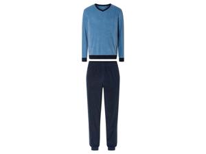 LIVERGY Badstof heren pyjama (S, Blauw)