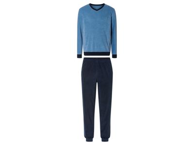 LIVERGY Badstof heren pyjama (M, Blauw)