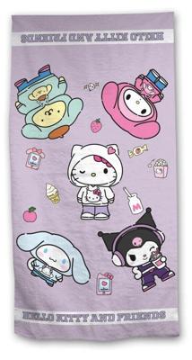 Hello Kitty strandlaken paars 70 x 140 cm