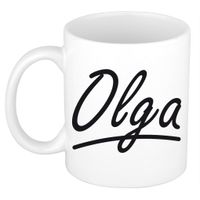 Naam cadeau mok / beker Olga met sierlijke letters 300 ml - thumbnail
