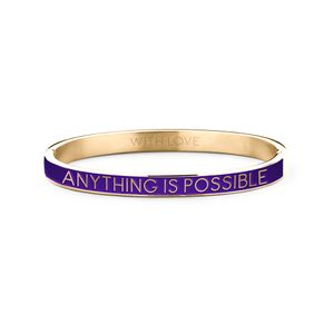 Key Moments 8KM BC0014 Stalen Bangle met Tekst Anything is Possible One-size Goudkleurig / Paars
