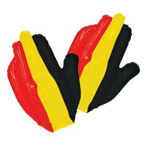 Supporters feestartikelen - 2x - opblaasbare hand - vlag Belgie - 38 cm