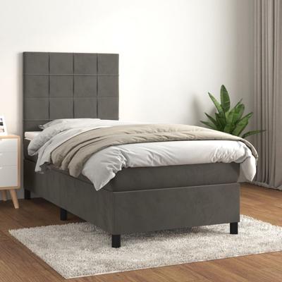Boxspring met matras fluweel donkergrijs 80x200 cm
