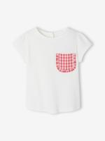 T-shirt met een leuk vichy zakje voor baby's ecru
