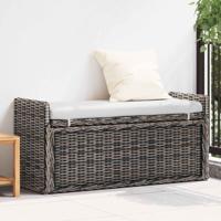 Opslagbank met kussen Zwart gewassen 110 x 40 x 50 cm Rattan