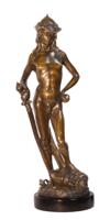 A BRONZE SCULPTURE OF DAVID