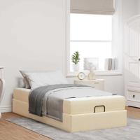 Bedframe met matras Crème 80 x 200 cm Stof
