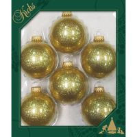 24x stuks glazen kerstballen 7 cm sparkle glitter goud - thumbnail