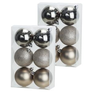 Cosy & Trendy Kerstballen - 12x st - champagne - 8 cm - kunststof - kerstversiering