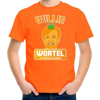 Oranje Koningsdag t-shirt - willie wortel - willem - voor kinderen