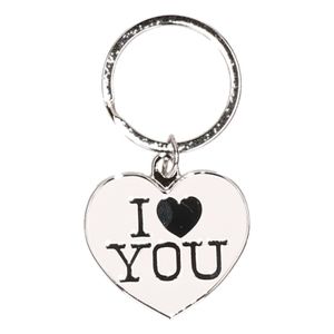 Witte hartjes sleutelhanger I love you