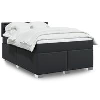 Boxspring met matras kunstleer zwart 140x190 cm