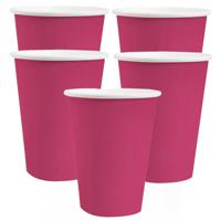 Santex feest/verjaardag bekertjes - 20x stuks - karton - fuchsia - 270 ml