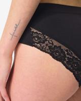 HEMA Dameshipster naadloos micro met kant zwart (zwart)