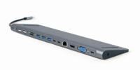 Gembird A-CM-COMBO9-01 USB Type-C 9-in-1 multipoort-adapter (USB-hub + HDMI + VGA + PD + kaartlezer + LAN + 3,5 mm audio), spacegrijs