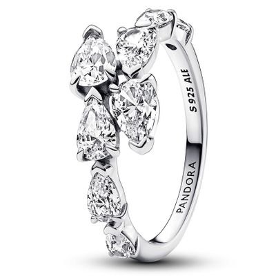 Pandora 193004C01 Ring Sparkling Overlapping Band zilver-zirconia wit