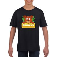 T-shirt zwart voor kinderen met Browny de beer - thumbnail