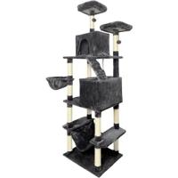 TAYLOR Krabpaal - 60 x 50 x 206 cm - Donkergrijs - 2 platforms, 1 zitstok, 2 hutten, 1 hangmat