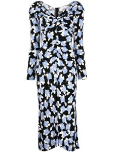 DVF Diane von Furstenberg robe fleurie à col v - Noir