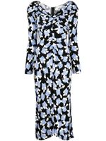 DVF Diane von Furstenberg robe fleurie à col v - Noir