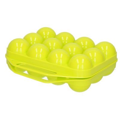 Eierdoos - koelkast organizer eierhouder - 12 eieren - groen - kunststof - 20 x 19 cm Eierdoos - koelkast organizer eierhouder - 12 eieren - groen - kunststof - 20 x 19 cm
