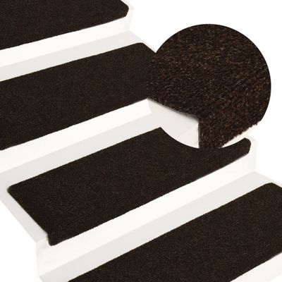 VidaXL Trapmatten 15 st 65x21x4 cm naaldvilt donkerbruin