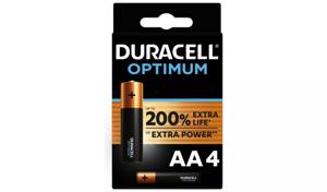 Duracell Optimum Alkaline AAbatterijen, 1,5V LR06 MX1500, 4 stuks bij Jumbo