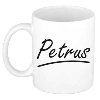 Naam cadeau mok / beker Petrus met sierlijke letters 300 ml