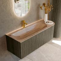 Badmeubel Mondiaz Kurve-Dlux | 125 cm | Meubelkleur Shadow | Wastafelkleur Arena | Solid surface | Wasbak linker zijde spoelbak | 1 kraangat