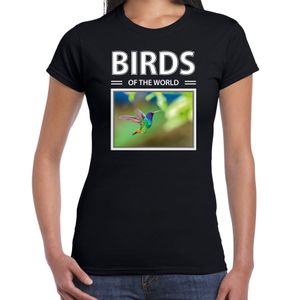 Kolibries t-shirt met dieren foto birds of the world zwart voor dames