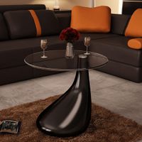 vidaXL Salontafel met rond glazen tafelblad hoogglans zwart - thumbnail