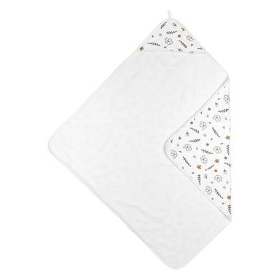 Meyco badcape 90x90 cm Floral GOTS wit/grijs/beige Meyco badcape 90x90 cm Floral GOTS wit/grijs/beige