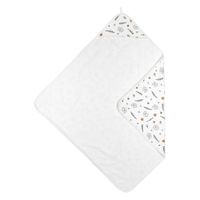 Meyco badcape 90x90 cm Floral GOTS wit/grijs/beige - thumbnail