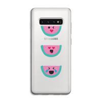 Smiley watermeloen: Samsung Galaxy S10 4G Transparant Hoesje - thumbnail