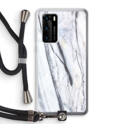 Gestreepte marmer: Huawei P40 Transparant Hoesje met koord