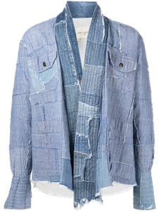 Greg Lauren veste en jean à design patchwork - Bleu