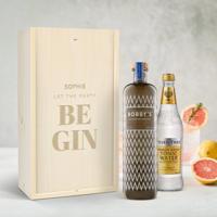 Gin-tonic pakket bedrukken - Bobby's gin (gegraveerd deksel)