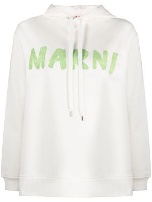 Marni hoodie en coton à logo imprimé - Blanc