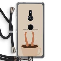 Aggressively drinks coffee: Sony Xperia XZ2 Transparant Hoesje met koord